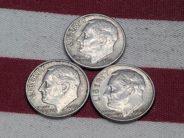 (3) Roosevelt Dimes 1963-D, 1964-D, 1962-D
