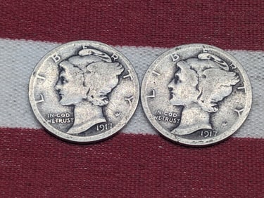 (2) Mercury Dimes 1917 P, S