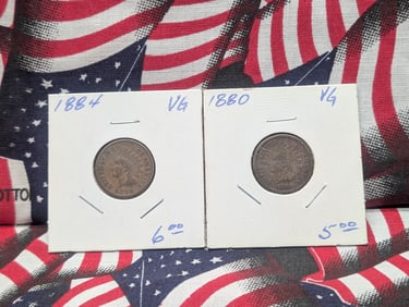 1880 & 1884 Indian Head Cents