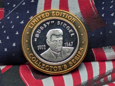 Colorado Central Station Casino Token, "Bugsy" Siegel, .999 Fine Silver Center