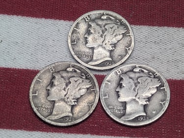 (3) Mercury Dimes 1935 P, D, S