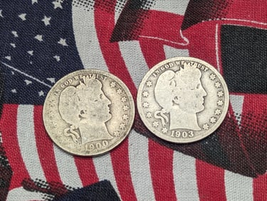 2 Better Date Barber Quarters 1900-O & 1903-S