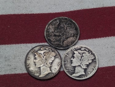 (3) Mercury Dimes 1923-P, 1926-P, 1927-P