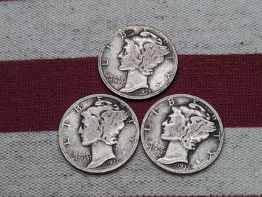 (3) Mercury Dimes 1935-S, 1936-P, 1937-P