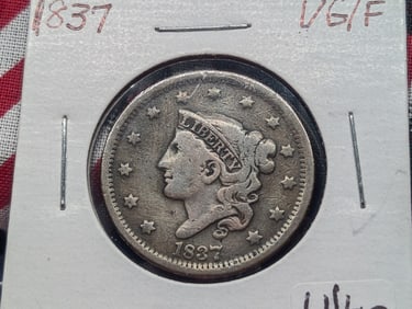 1837 U.S. Coronet Head Large Cent VG/F