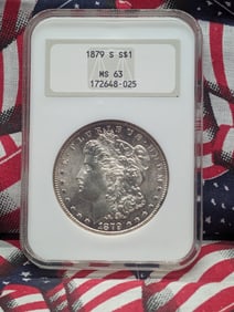 1879-S Morgan Dollar NGC MS63 old slab, strong upgrade potential