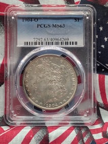 1904-O Morgan Dollar PCGS MS63 with some rainbow rim toning
