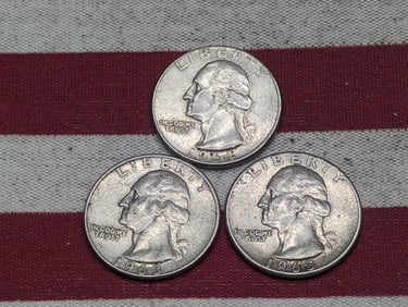 (3) Washington Quarters 1964-P, 1963 P,D