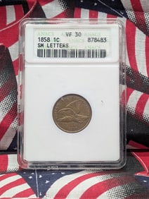 1858 Small Letters Flying Eagle Cent ANACS VF30 under graded