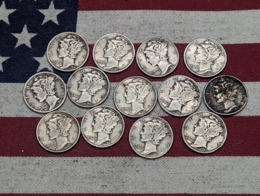 (13) 1941-P Mercury Dimes