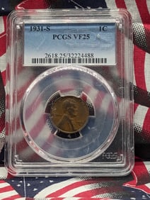 Key Date 1931-S Lincoln Cent PCGS VF25