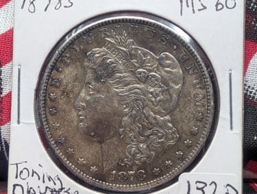 1878-S Morgan Dollar MS60 Toning both sides