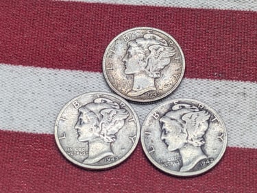 (3) 1942 P, D, S Mercury Dimes