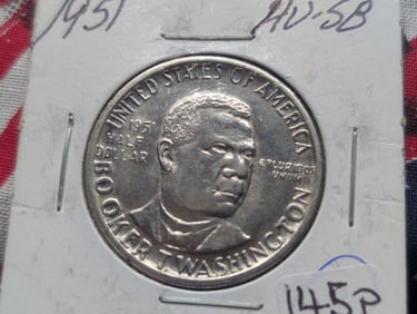 1951 Booker T. Washington Commemorative Half Dollar- AU