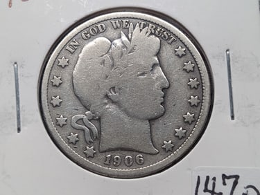 1906-D Barber Half Dollar VG