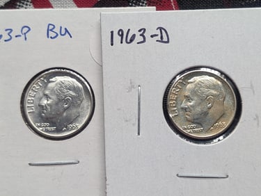 (2) Roosevelt Dimes 1963-P BU, 1963-D
