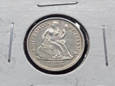 1875 Seated Liberty Dime AU