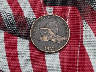 1857 Flying Eagle Cent, F, dark