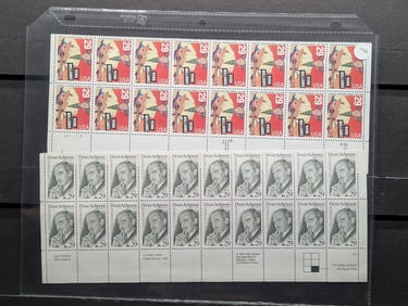 Hank Williams & Dean Acheson Stamp Sheets, Never Hinged