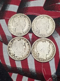 4 Early Barber Quarters 1893, 1894, 1895, 1896 All G-VG