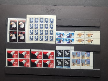 (8) Assorted Stamp Sheets, Never Hinged, Harriet Quimby Has Some Damage