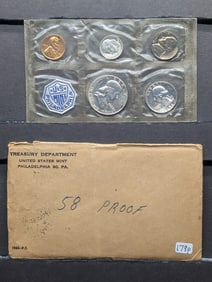 1958 U.S. Proof Set, Three 90% Silver Coins