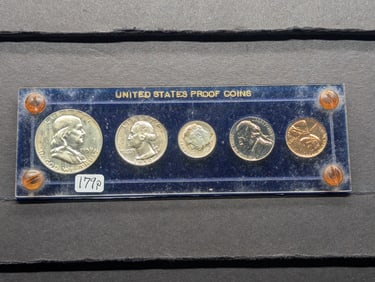 1959 U.S. Proof Set Three 90% Silver Coins In Capital Plastic