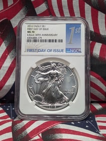 2016 American Silver Eagle First Day Issue 30th Anniversary NGC MS70