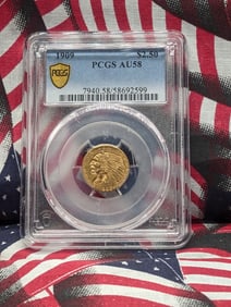 1909 $2.50 Gold Indian Head Quarter Eagle PCGS AU58