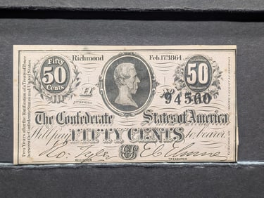 1864 CSA Fractional Note 50 cents