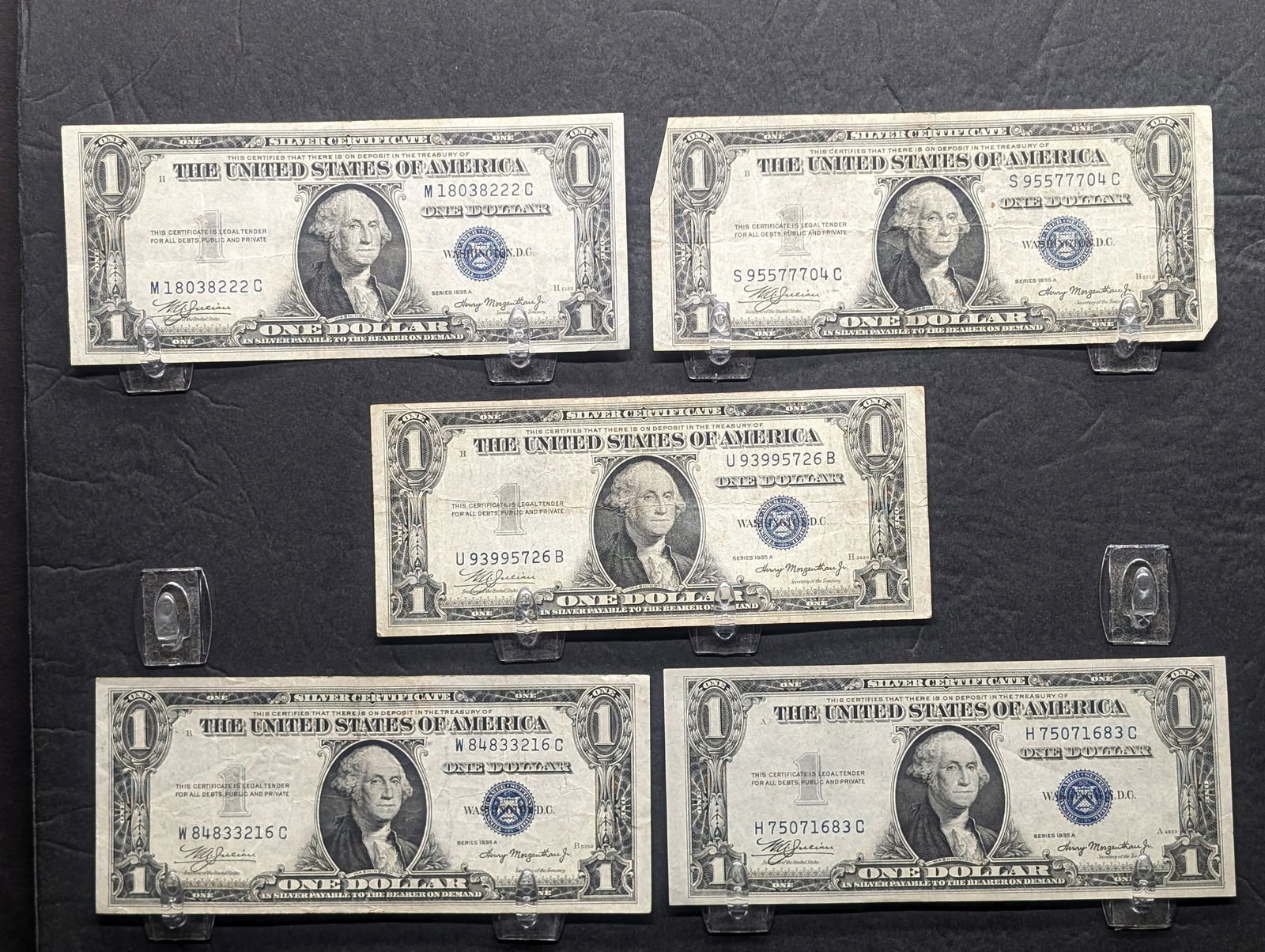 5 - Series of 1935-A One Dollar Silver Certificates, Very Nice Notes (1 of 4)