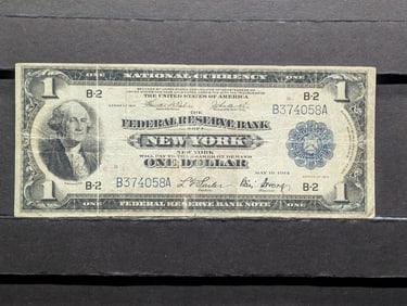 Series of 1918 One Dollar National Currency Note, FRB of N.Y. - Large Size Note aka Horse Blanket.