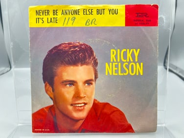 1959 Ricky Nelson It's Late/Never Be Anyone Else But You 45 RPM Record W/ Picture Sleeve - X5565