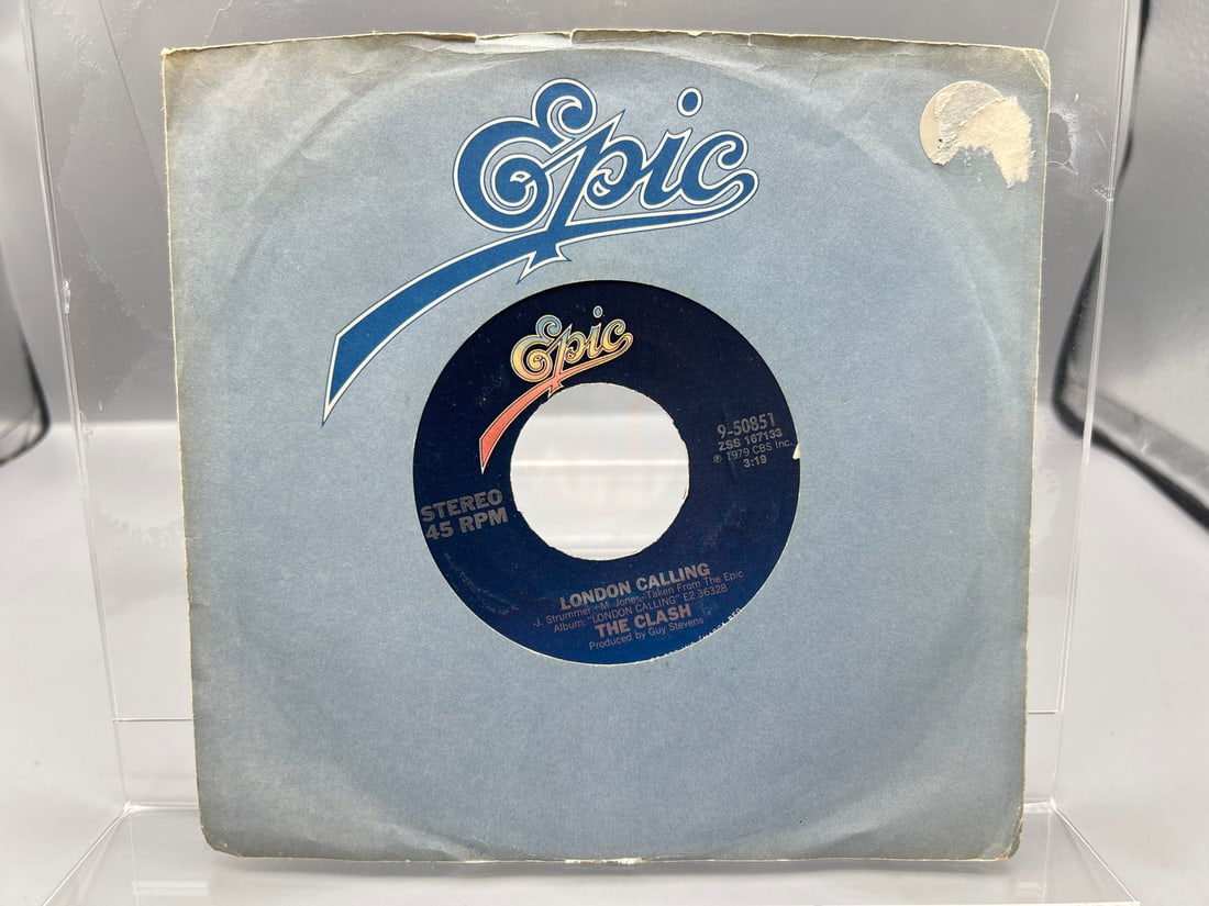 1979 The Clash London Calling/Train In Vain (Stand By Me) 45 RPM Record - 9-50851: 1979 The Clash London Calling/Train In Vain (Stand By Me) 45 RPM Record - 9-50851 - Records are untested by auction house for play quality. All items are sold as is.