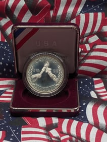 1988-S U.S. Olympic Silver One Dollar, Proof, DCAM, In Case.