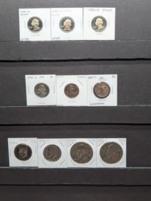 10 Different Clad Proof Coins.