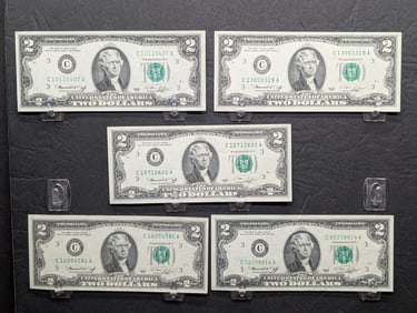 5-1976 Crisp Unc. $2 Federal Reserve Notes