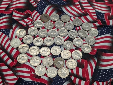 (40) Mixed Date Washington Quarters, Only 1 is Silver.