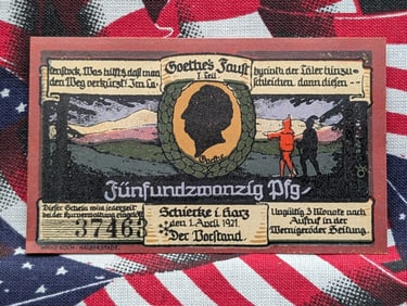1921 German 25 Pfennig Notgeld Note. GEM CRISP Unc. Tough Post WWI Currency