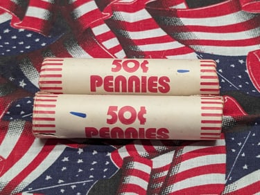 Two Unopened Rolls Of 1982-D Lincoln Memorial Cents
