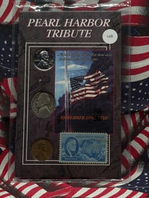 Pearl Harbor Tribute With Two Lincoln Cents & Jefferson Dime & Postage Stamp