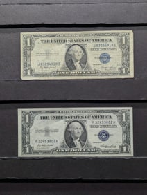 2-1935-E One Dollar Silver Certificates 1-Crisp Unc & 1- VG