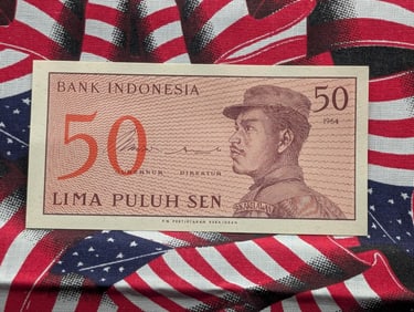 1964 Indonesia 50 Sen Note. GEM CRISP Unc.