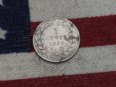 1850 Netherlands Silver 5 Cent