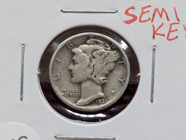 1931-S Semi Key Mercury Dime. 90% Silver. Tough Depression Era