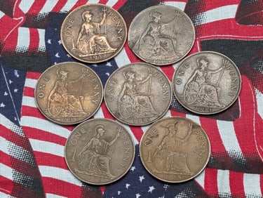 (7) Mixed Date Great Britain One Pennies