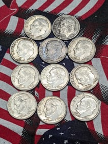(2) 1963-P & (9) 1963-D Silver Roosevelt Dimes