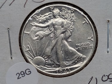 1943 Walking Liberty 50c. HIGH GRADE. WWII Era. 90% Silver