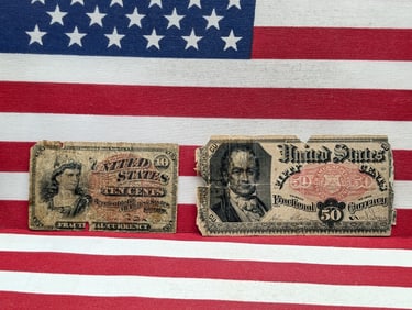 2 Low Grade U.S Fractional Currency Notes.