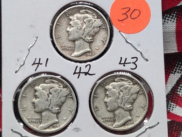 1941,1942,1943 Mercury Dimes